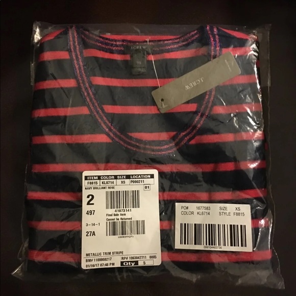 NWT J Crew Metallic-Trim Striped Shell - Picture 6 of 7